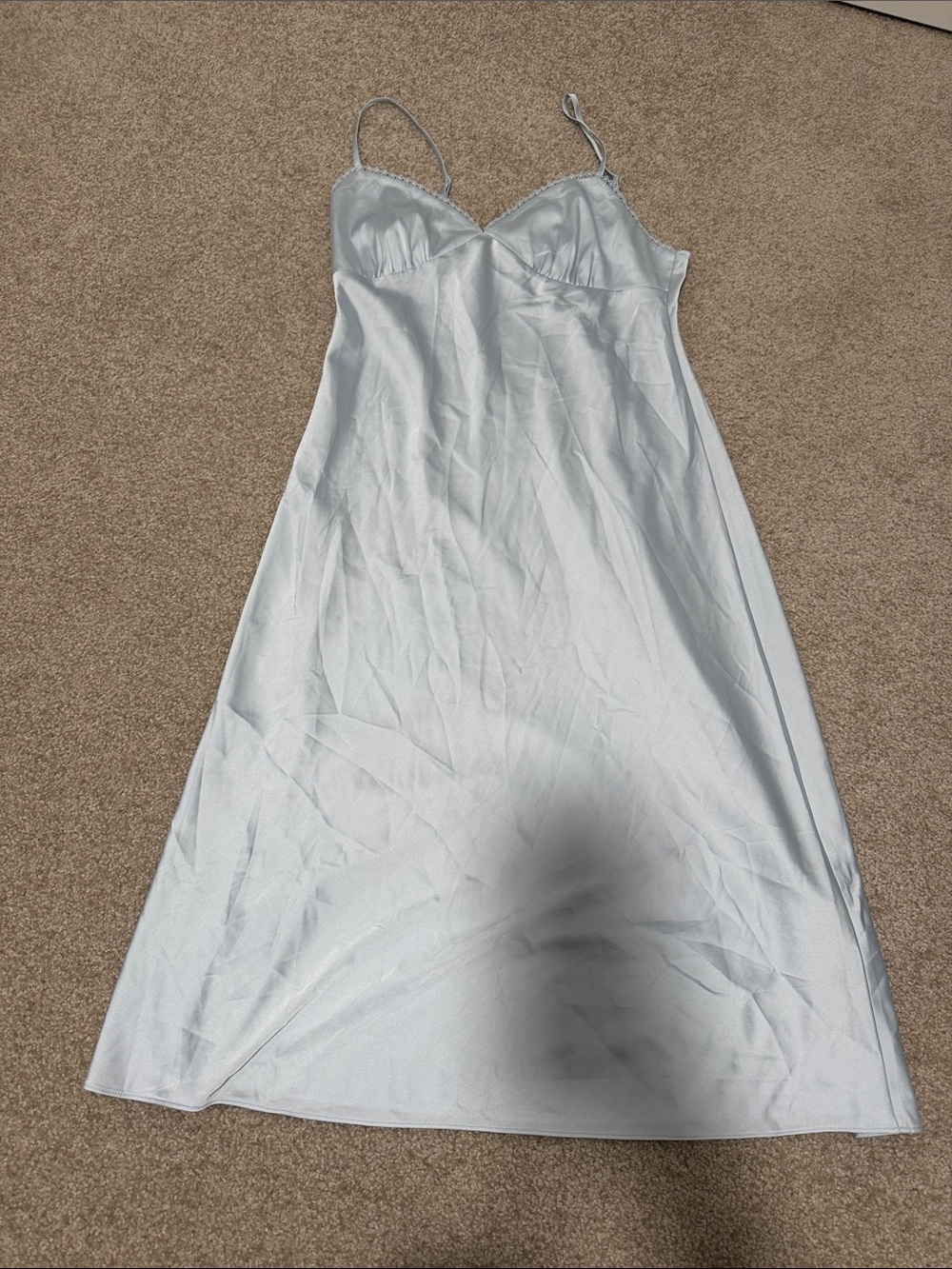 Light Blue Satin Slip Dress